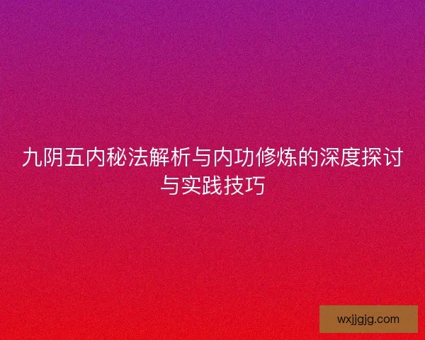 九阴五内秘法解析与内功修炼的深度探讨与实践技巧
