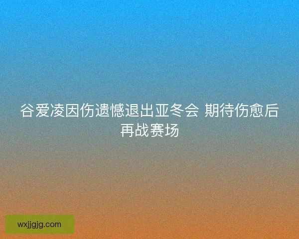 谷爱凌因伤遗憾退出亚冬会 期待伤愈后再战赛场