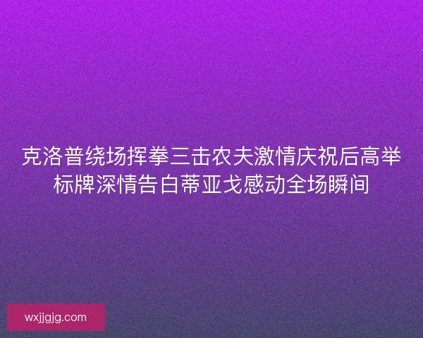 克洛普绕场挥拳三击农夫激情庆祝后高举标牌深情告白蒂亚戈感动全场瞬间