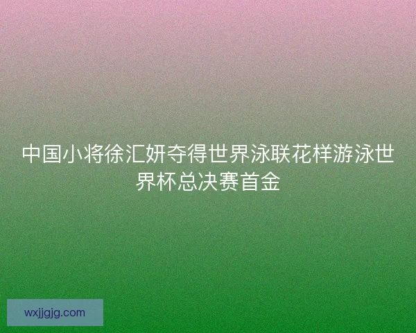 中国小将徐汇妍夺得世界泳联花样游泳世界杯总决赛首金