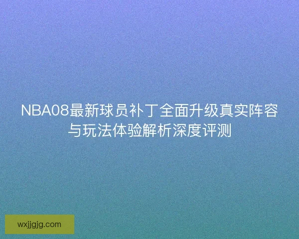 NBA08最新球员补丁全面升级真实阵容与玩法体验解析深度评测